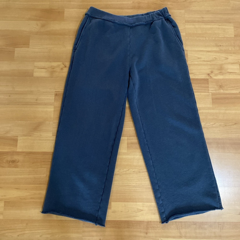 Eileen Fisher Womens Size XS Dark Grey Sweatpants Wide Leg Pull On Pants Cotton